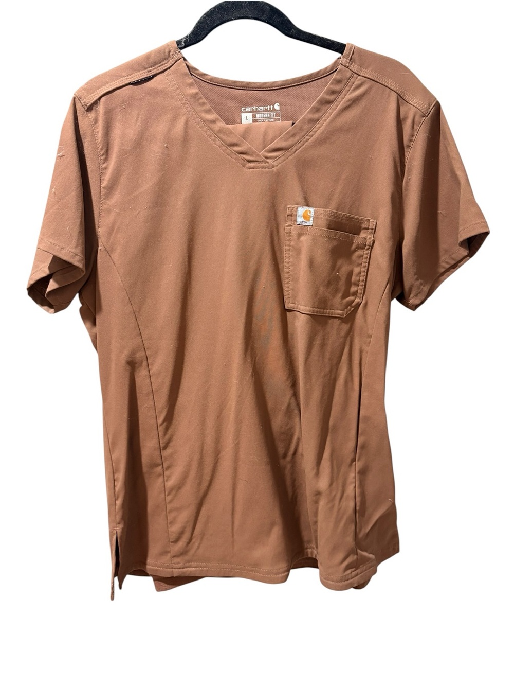 Carhartt womens Brown V-Neck Short Sleeve Pocket Tee